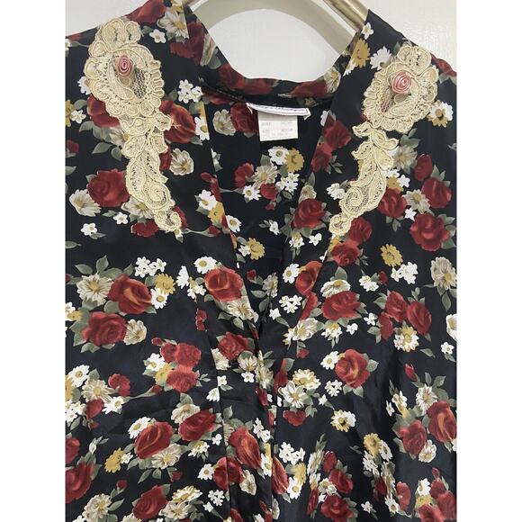 NWOT Y2k Amy’s Boutique 2-Piece Floral Rose Accent Nightie and Robe Women’s M - Picture 4 of 7